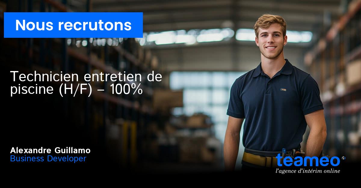 Offre d'emploi Technicien entretien de piscine (H/F) – 100% - Denges